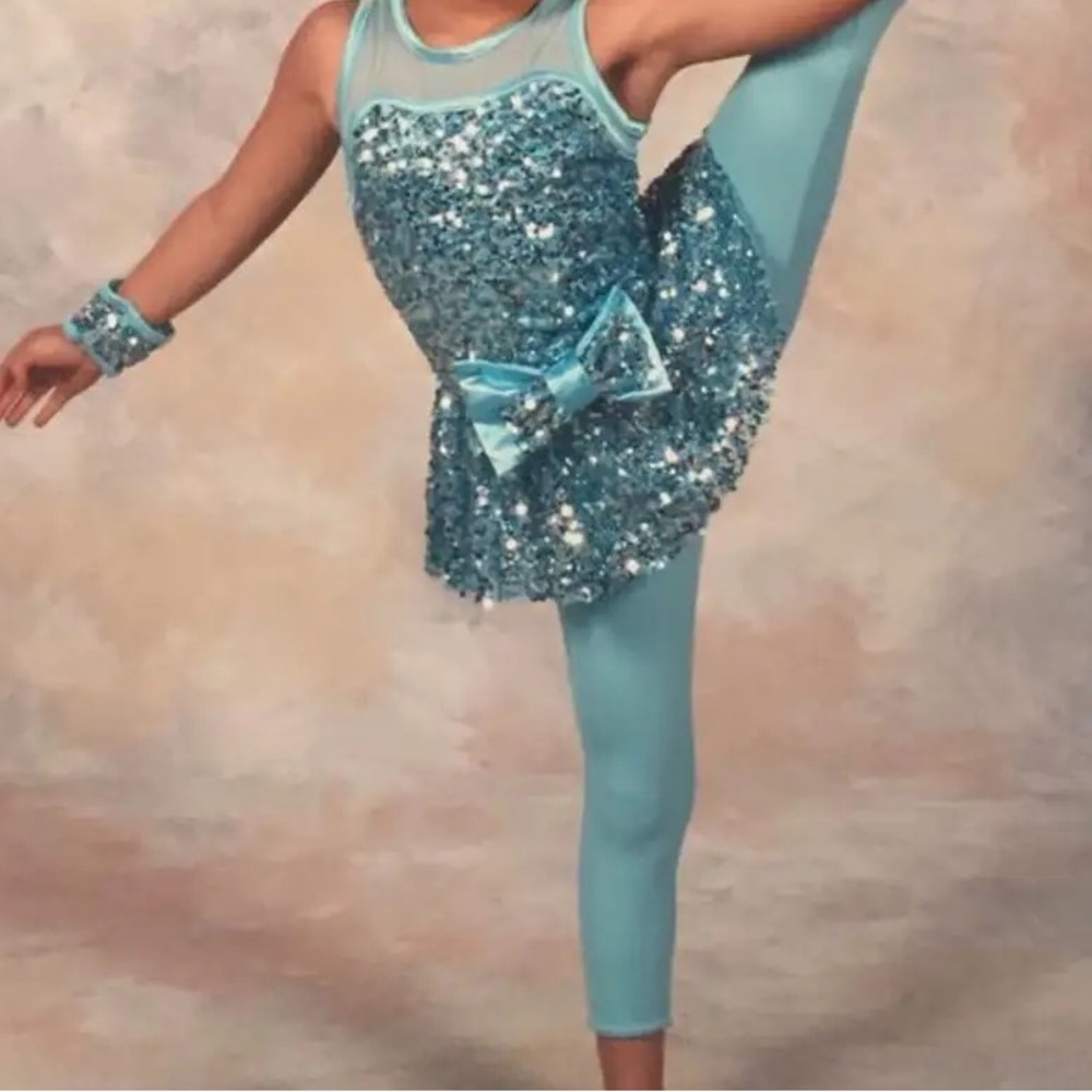 Sparkling Blue Dance Costume for Kids